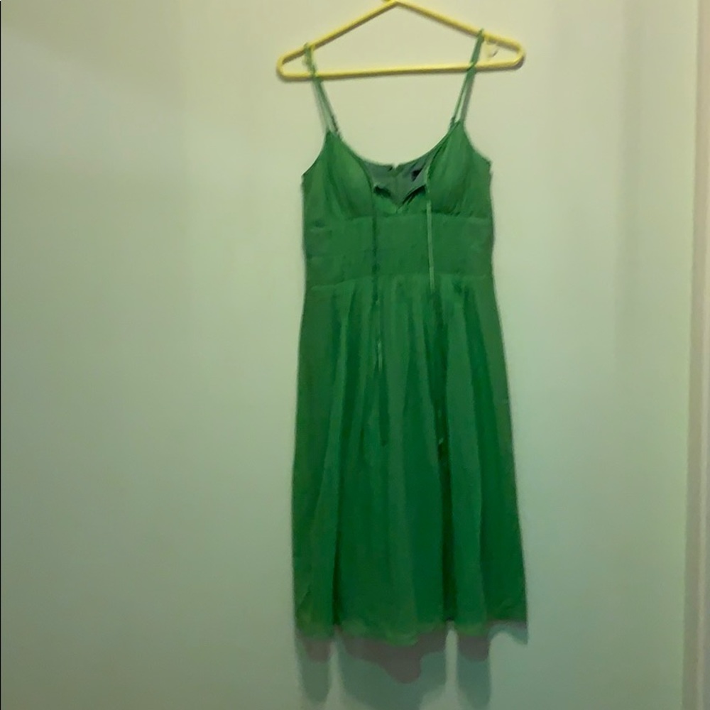 Green Grecian dress.
